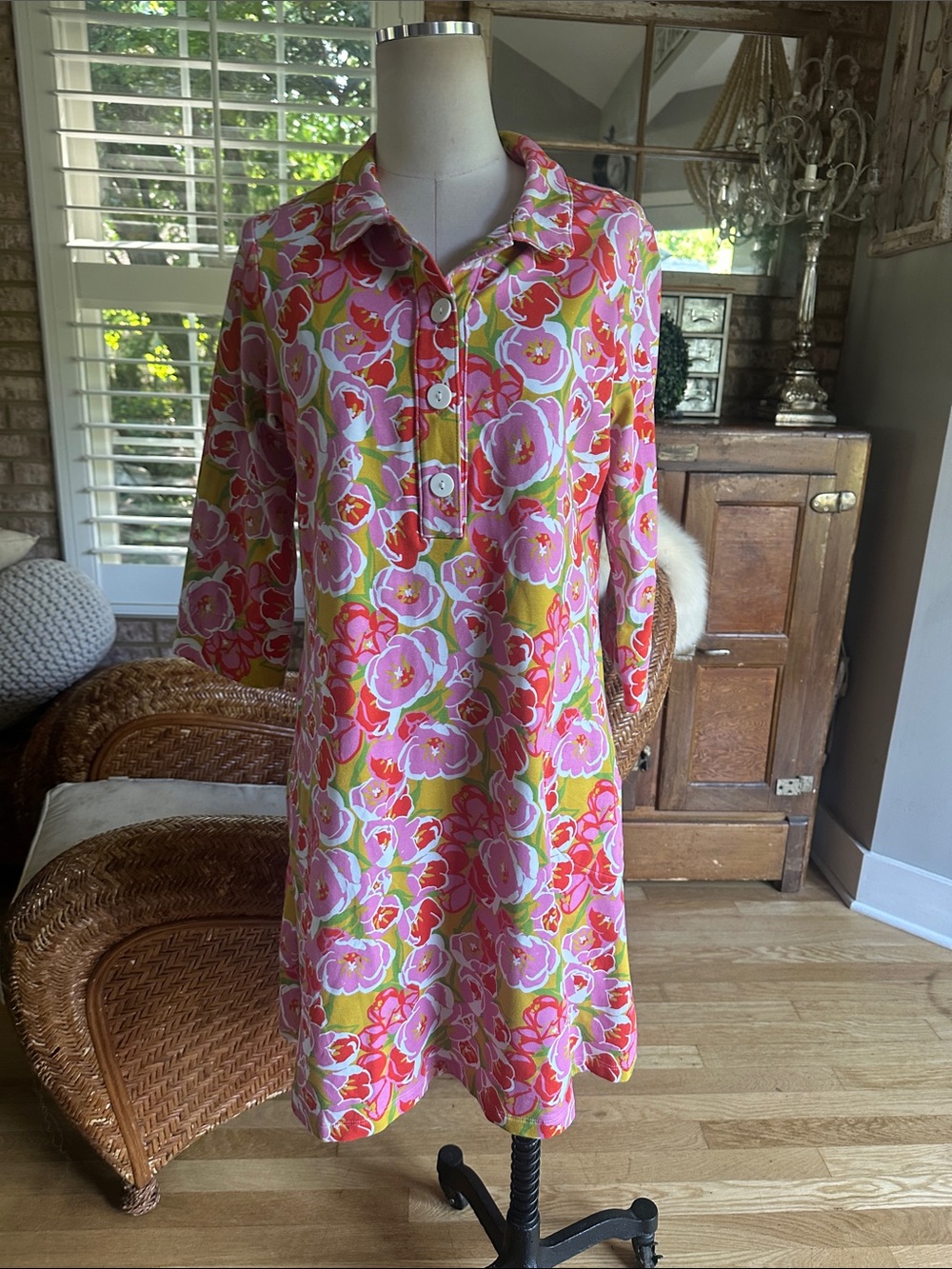 LESLEY EVERS OAKLAND CA PRINTED DRESS LARGE EXCELLENT